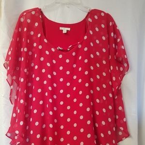 Red with White Polka Dot Size 14/16 Ladies Blouse